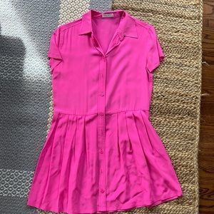 Equipment hot pink silk shirt dress